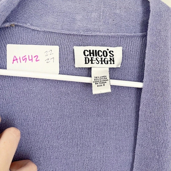 Chicos Women's Linen Open Cardigan Small Purple Long Sleeve Vintage Y2K - Picture 2 of 8